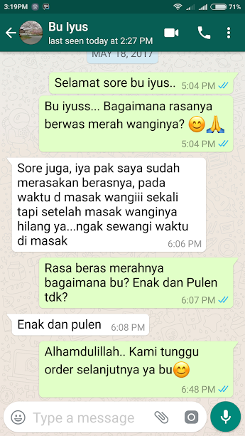 Testimoni Beras Merah Wangi