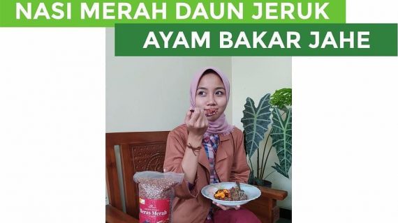 NASI MERAH DAUN JERUK DAN AYAM PANGGANG JAHE